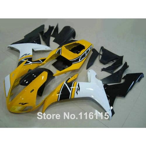 Free 7 gifys fairing kit for YAMAHA YZF-R1 2002 2003 black white yellow bodywork fairings Injection molding YZF R1 02 03 QH41