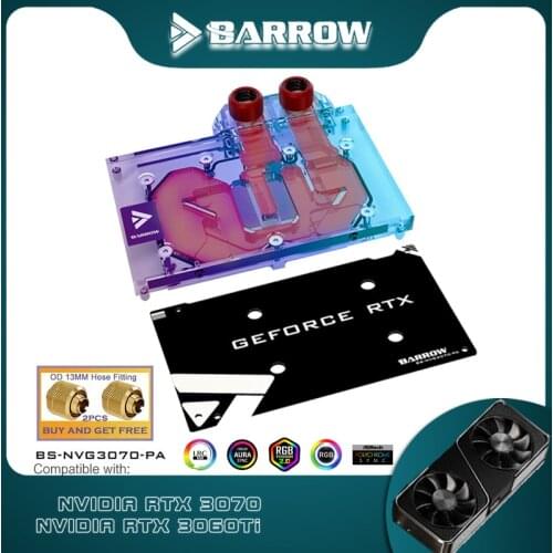 Barrow VGA Block For Nvidia RTX Founders 3070 / 3060Ti Graphics Card, GPU Block 5V M/B ARGB SYNC, BS-NVG3070-PA