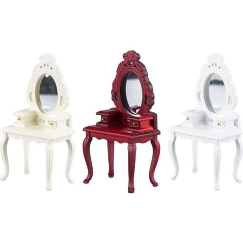 1:12 Scale Dollhouse Dressing Table Wooden Furniture Toys DIY Life Scene Living Room Bedroom Bathroom Decoration Props