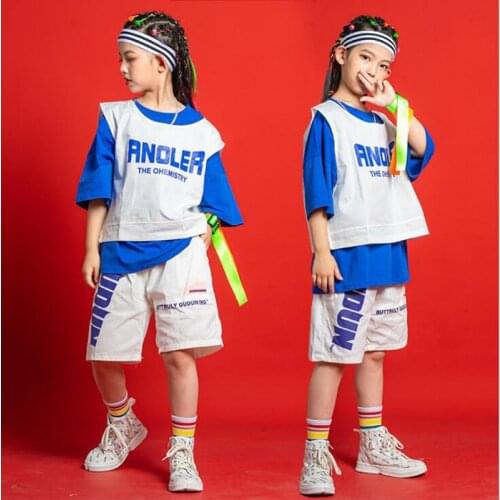 Kids Ballroom Hip Hop Clothing Outfit Sleeveless Top Vest T Shirt Streetwear Cargo Shorts for Girl Boy Dance Costume Clothes Set