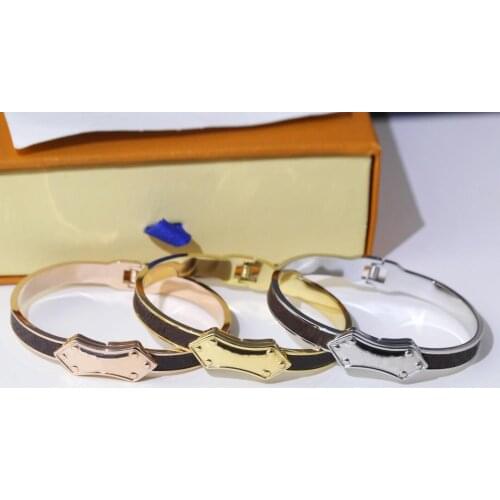 Designer Women Jewelry Fashion Love Titanium Steel Bracelet Bangles Leather Charm Bracelets