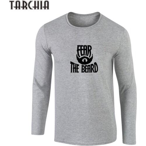 TARCHIA MenS T-Shirt Fashion Print The Beard Printed T-Shirt Slim Fit Crew Neck Long Sleeve Men T-Shirt Brand Clothing