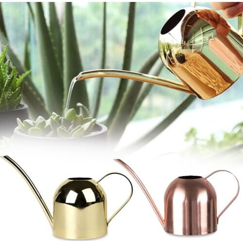 500/1000ML Watering Pot Stainless Steel Long Mouth Green Plant Watering Can Golden Watering Kettle Small Watering Gardening Tool