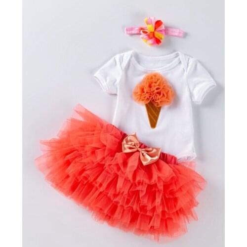 Infant 2021 Spring Summer Clothes Set Girl Baby 0-24m Birthday Baptism Party Clothing Skirt Tuti+Bodysuit+Headband Girl Clothes