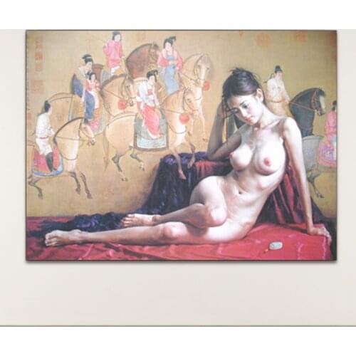 Beautiful Chinese Women Nude Realistic Oil Painting Canvas Printings Wall Art Paintings HD Print Picture on Canvas Home Decor