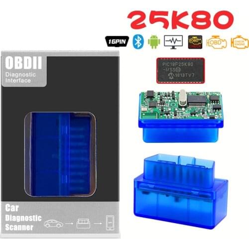 MINI ELM327 V1.5 PIC18F25K80 OBD2 Bluetooth Scanner ELM 327 V 1 5 Diagnostic scan tool OBD 2 OBDII Code reader For Android