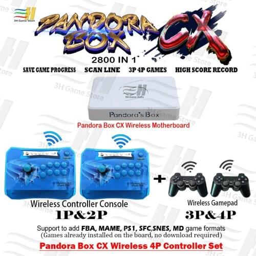 Pandora Box CX 2800 in 1 Wireless 4P controller Set Can save game Can add FBA MAME PS1 SFC SNES MD game 3D tekken Mortal Kombat