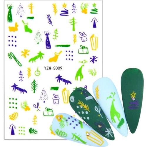 Nail Decal and Sticker Lavender Maple Leaf Snowflake Santa Claus Elk Snowman Christma DIY Slider for Manicure Nail Art Decor