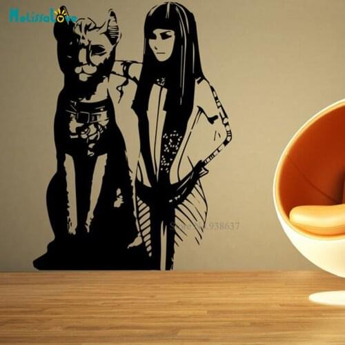 Ancient Egypt Queen And Cats Wall Decal Home Living Room Bedroom Decoration Waterproof Removable Vinyl Sticker Mural BD311