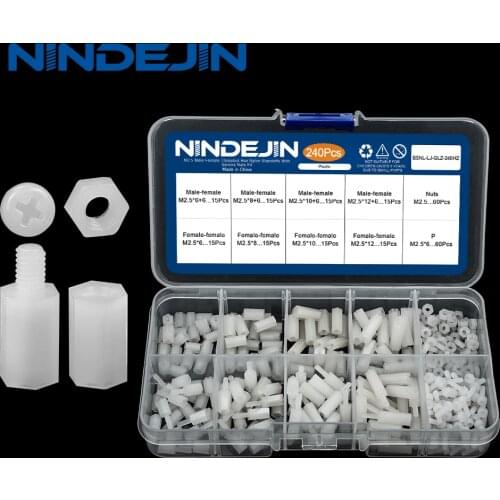 NINDEJIN Nylon Hex Standoff Male Female Standoff Spacer Assortment Kit Insulation White Nylon Bolt&Nut Motherboard PCB Standoff