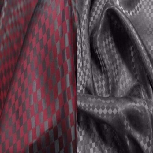 Brand New Classic Red & Black Square Jacuqard Polyester Lining Fabric For DIY sewing 50x140cm Jacquard Fabric