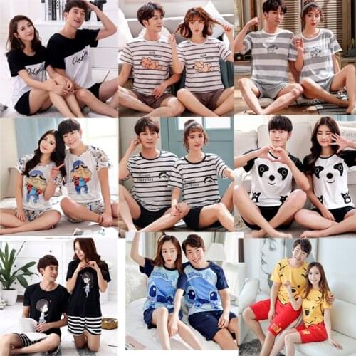 2021 Newest Pajamas Womens Summer Short-sleeved T Shirt Short Cute Sleepwear Cartoon Thin Homewear Can Go Out Leisure Suit