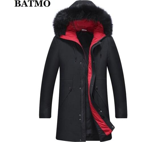 BATMO 2020 new arrival winter fox fur collar&90% white duck down jackets men,mens hooded down jackets,M-XXXL LZ8905