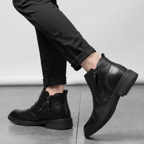 Causal boots black sale hot leather flat 2020 Mens for Casual Sneaker mens shoe male sneaker casual sneakers man fashion men
