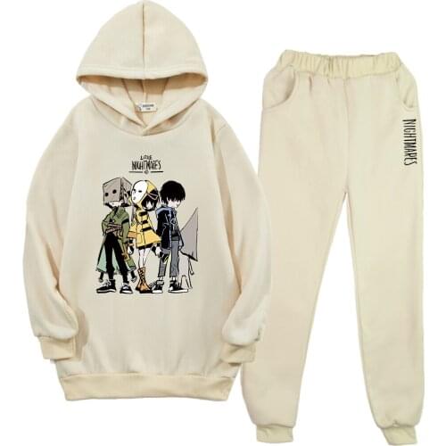 Cartoon Game Little Nightmare Printed Casual Sports Suit Boys and Girls Hooded Sweater 2-piece Suit Boutique Kids Clothing