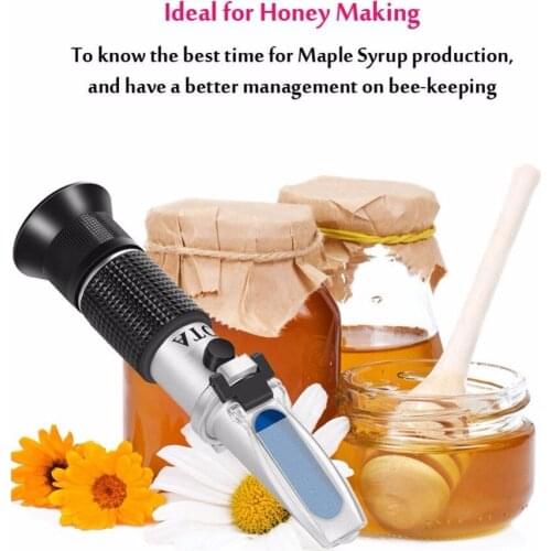 Newest Handheld refractometer Refraction Tools 58~92% Brix 38~43 Be Baume Honey Wine Water Contents (12 - 27%) Refractometer