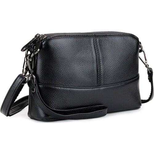 Luxury Womens Bag High Quality Soft 100% Genuine Leather Ladies Shoulder Messenger Bag Designer Multi-layer Double Zipper Bag