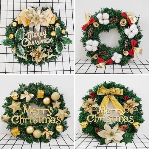 30CM Christmas Wreath With Bow Christmas Decor Door Hanging Rattan Ornament Garland Decorations Home Decor Xmas Gift