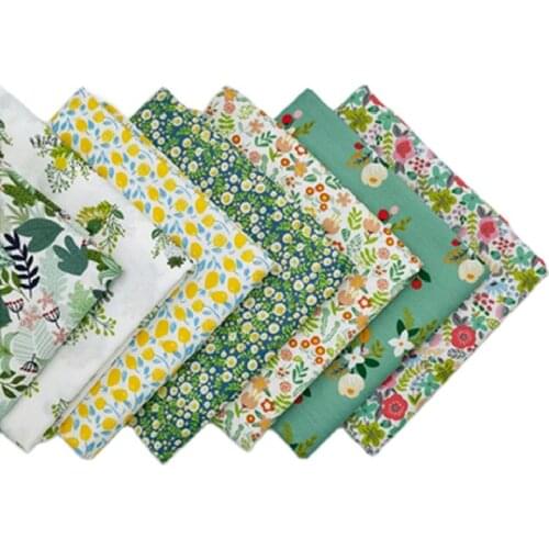 Green Small Floral Print Cotton Twill Fabric Half Meter for Sewing Children Clothes Quilts Tablecloth Home Decor Handicrafts DIY