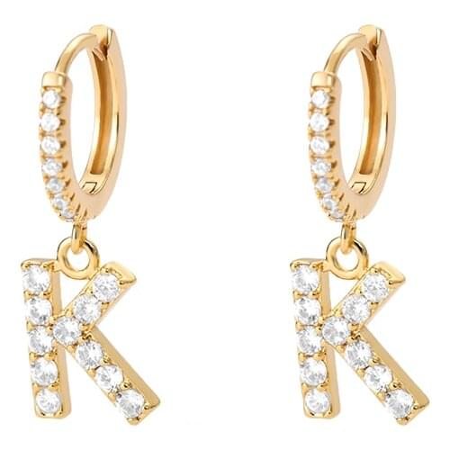 New A-Z Letter Zircon Earrings Women girl Earrings Initial Alphabet Ear Hoop Stud Cartilage Earring Jewelry Piercing BFF 2020