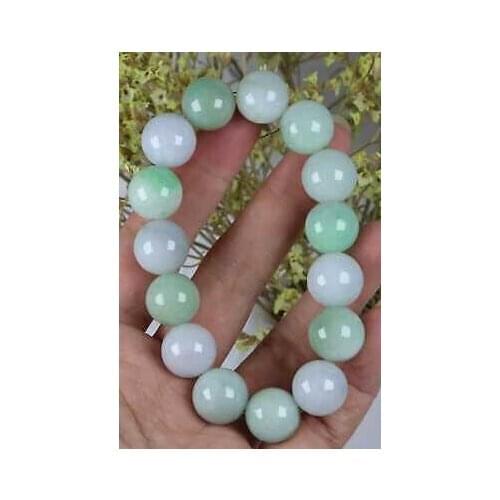 Certified Green 100% Natural A Jade jadeite 13.7 mm Bead Bracelet Bangle