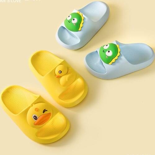 Kids Baby Boys Girls Cartoon Slippers Soft Non-slip Indoor Slippers Cute Aniaml Flip Flop Casual Beach Shoes Children Sandals