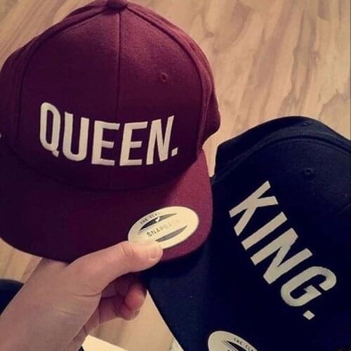 QUEEN KING Snapback Hat Men Women Couple Baseball Cap Gifts Lovers Cap Hip Hop Hats Fashion hot sale Black Red wine caps