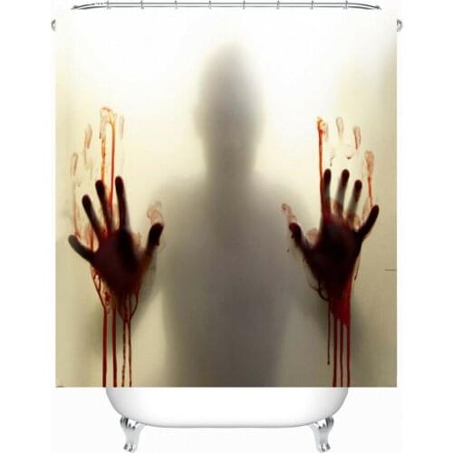 Horror shadow blood handprint Zombies are taking a shower waterproof Bathroom colorful Shower curtain