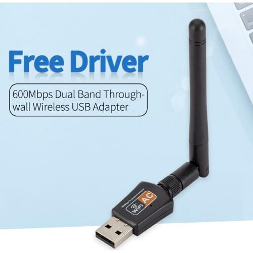 WiFi Network Card Receiver 11AC Dual Band Wireless Adapter 2.4/5GHz USB 600Mbps for Households Computer Accessory