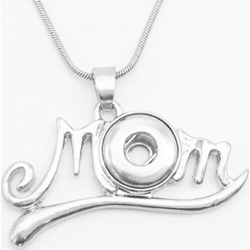 MOM mama mum mother snap button pendant Necklace fit 12mm snap jewelry NC742