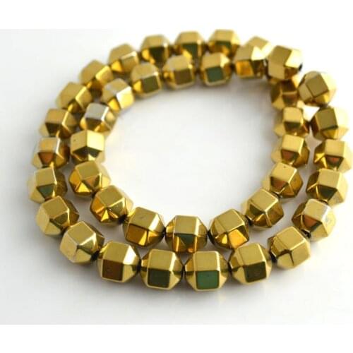 Gold Color Hematite Cube Beads 8x6mm Hexagon Shape Jewelry Making Beads 10pc/lot Free Shipping