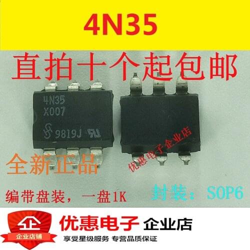 10PCS New Black 4N35S Transistor Output SOP-6 SMD