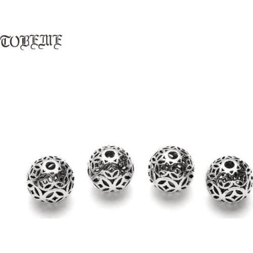 2pcs Handmade 925 silver good luck symbol beads sterling wealth Ancient Chinese Coin Symbol beads jewelry diy bracelet beads