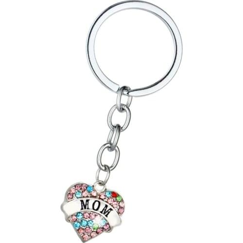 36PC Mom Keyrings Colorful Crystal Rhinestone Heart Charm Pendant Keychains Family Mom Mommy Mama Mother Thanksgiving Gifts Hot