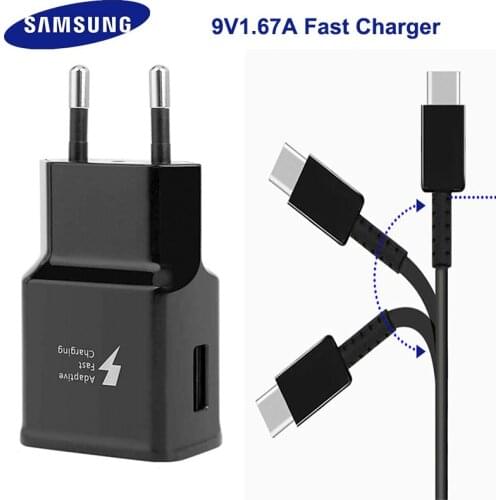 Samsung Galaxy Fast Charger USB Power Adapter 9V1.67A Quick Charge Type C Cable line for Galaxy S10 S8 S9 Plus Note 10 9 8 Plus