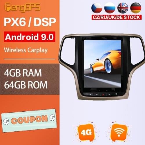 Android Radio for Jeep Grand Cherokee 2014-2018 DVD Player Car Setreo GPS Navigation Multimedia Headunit Tesla Carplay Bluetooth