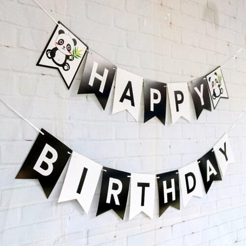 Panda Happy Birthday Banner Baby Shower Birthday Party Decorations Photo Booth Happy Birthday Bunting Garland Flags