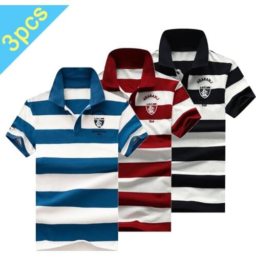 DARPHINKASA Striped Polo Shirt Men Fashion Breathable Short Sleeve Men Business Casual Large Polo Shirt Men Short Sleeve