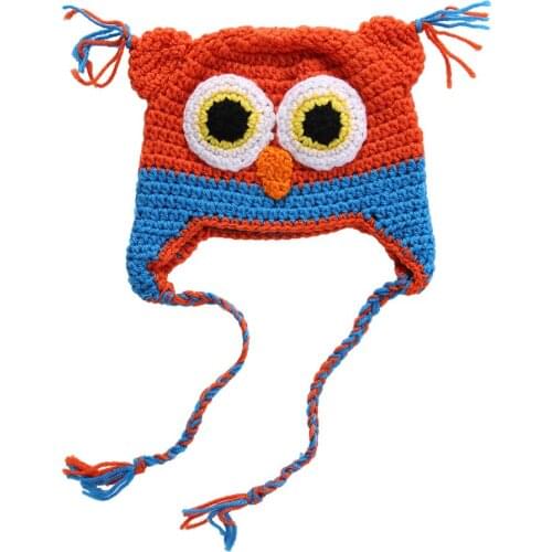 Children Autumn Winter Thick Warm Knitted Hat Kids Girl Boy Cute Owl Cartoon with Earflap Size 3 5 8 12 years Old