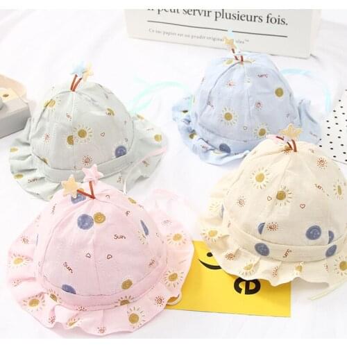 Child Summer Hat Cute Cotton Sun Bucket Hat Infant 1-6 Months Baby Sun Protection Headwear Sombrero Infantil