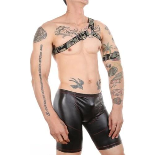 Men Harness Belts Adjustable Body Bondage Cage Chest Shoulder Harness Strap With Faux Leather Boxer