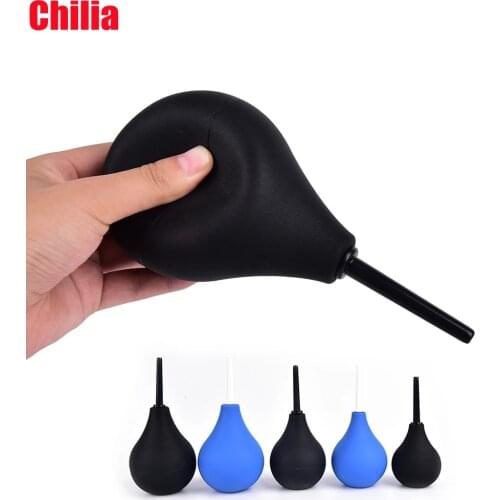 Hot 89/160/220ml Pear Shaped Enema Rectal Shower Cleaning System Silicone Gel Blue Ball For Anal Anus Colon Enema Anal Cleaning