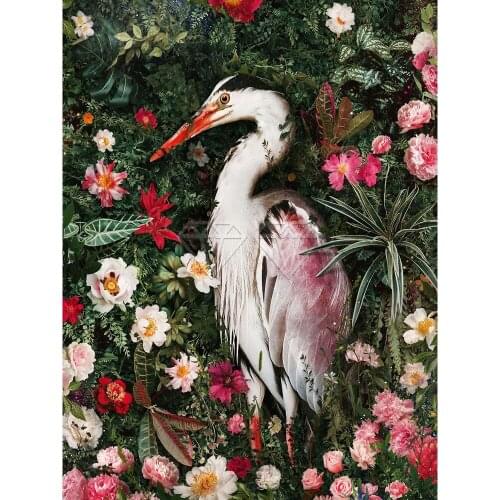 Flower Animals Printed Water-Soluble Canvas 11CT Cross Stitch DIY Embroidery Full Kit DMC Threads Painting Hobby Counted