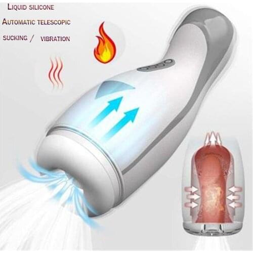 Intelligent sucking heating multi-frequency massage automatic sucking male masturbation artificial vagina real vaginal contracti