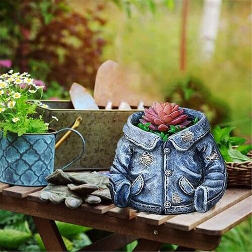 Resin Denim Clothes & Pants Flower Vases Flower Pots Indoor Outdoor Garden Flower & Green Plants Holder for Home Decor A