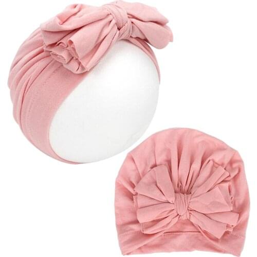 KHGDNOR 100% Cotton Baby Hat Big Bow Elastic Headwear Knotted Bow-knot Baby Kids Warm Hedging Hat