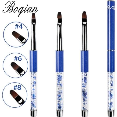 BQAN #4#6#8 Nail Brush Rhinestone Handle Drawing UV Gel Pen Manicure Nail Art Brush Gradient Painting Pen Acrylic GEL Extension