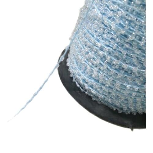 1M Latest Lace Fabric Beaded Trim Crystal Beads Trims Blue Bead Fabric Sequin Sewing Applique Trimmings For Dresses Decoration
