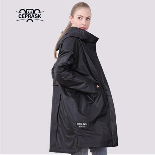 CEPRASK 2021 New Spring Jacket Women Fashion Thin Cotton Plus Size Female Coat Autumn Long Quilted 5XL Parkas Hooded Outwear