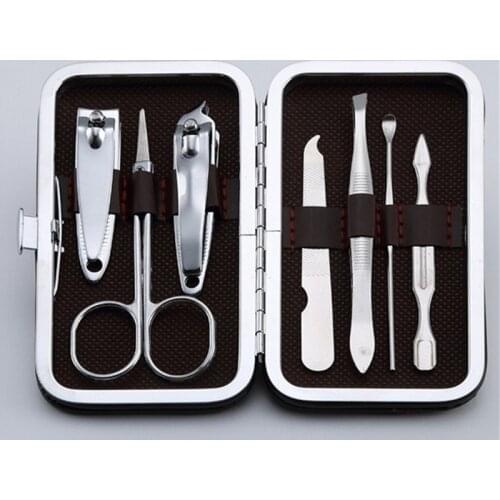 7 in 1 Manicure set Professional nail clipper Stone Pattern Nails art Beauty tools scissors knife Best gift for you